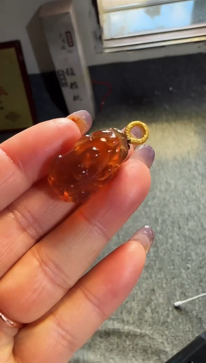 琥珀吊坠(赠链)未镶嵌#47缅甸琥珀吊坠