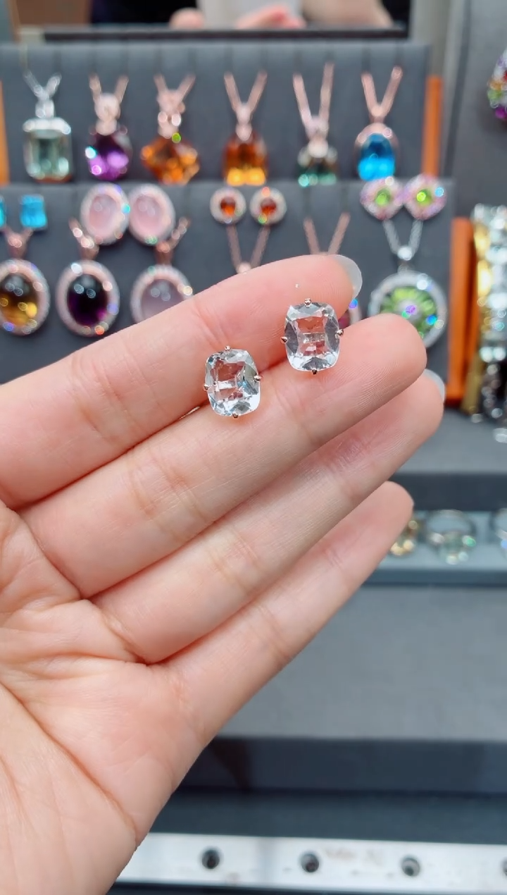 银S925镶嵌耳饰水晶水晶耳饰