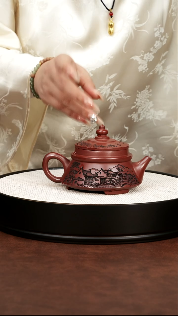 茶壶紫砂宜兴紫砂 宝塔壶龙血砂300cc