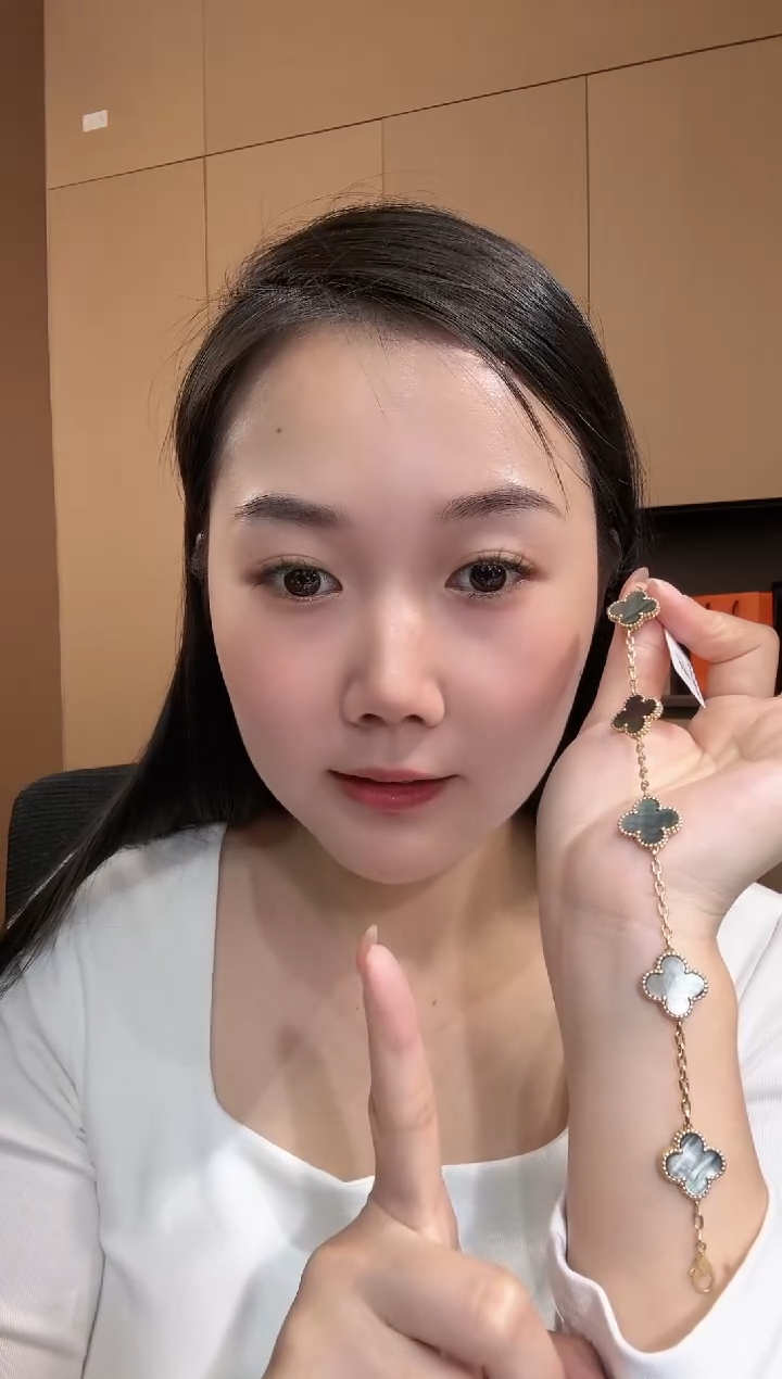 【闪购商品】贝壳（贝母）手链18K金镶嵌灰色k黄，五花手链GHJ