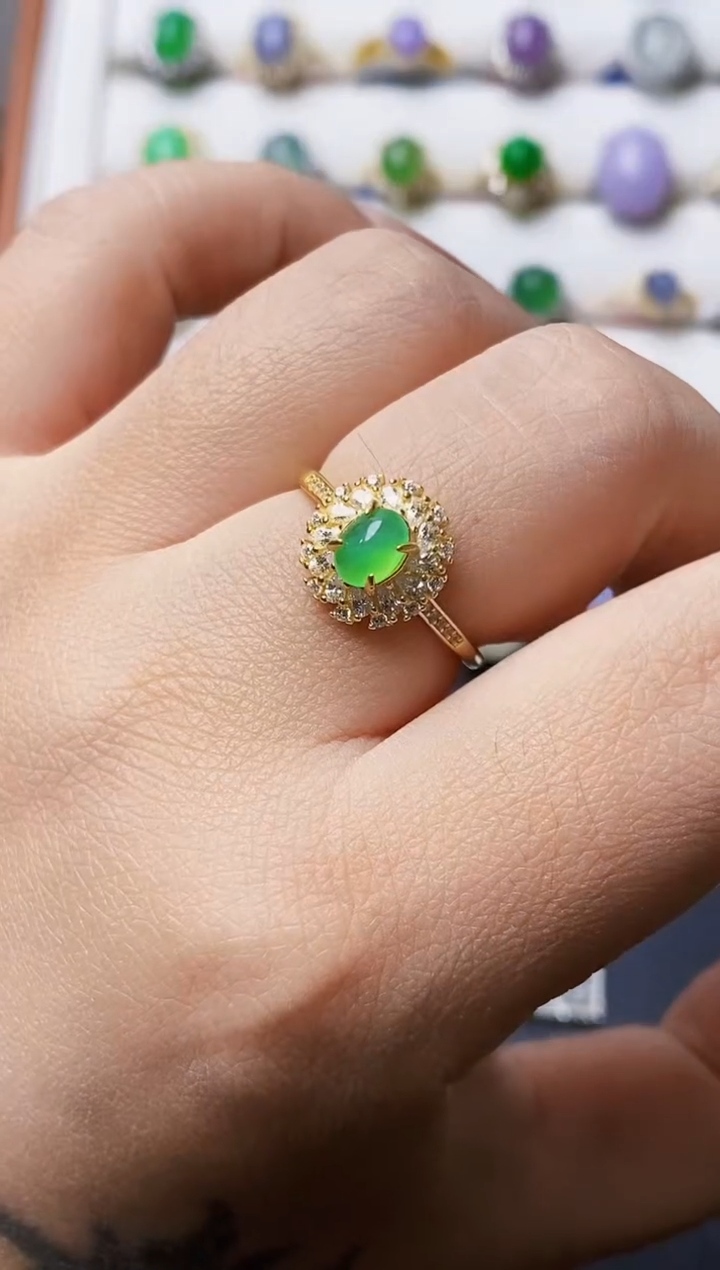 银S925镶嵌戒指翡翠0563