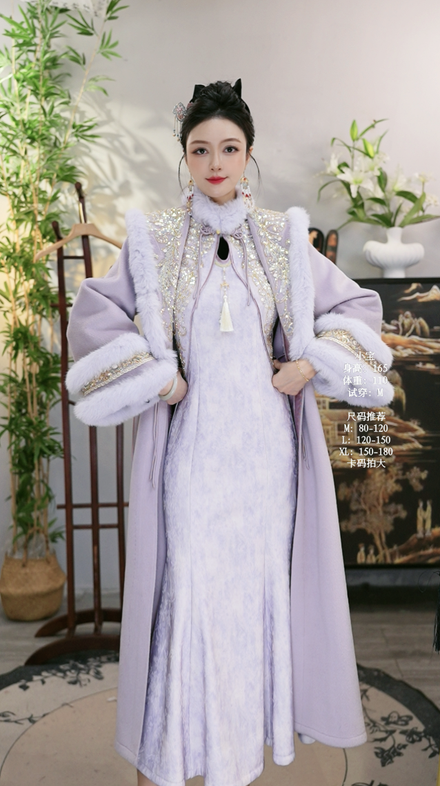 【微岚熙·紫韵盈裳】冬季新款复古加绒显瘦保暖女装（5902++5962）