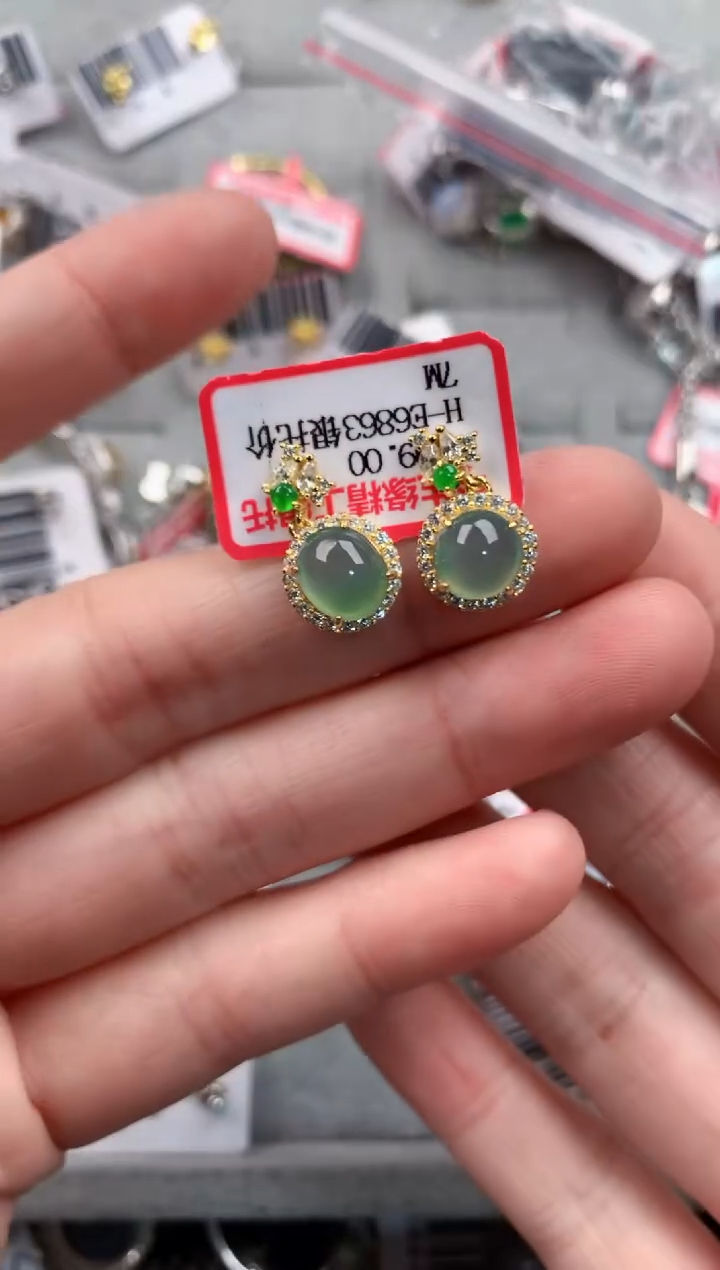 银S925镶嵌戒指翡翠666----9