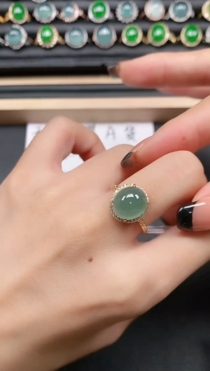 翡翠戒指银S925镶嵌1111