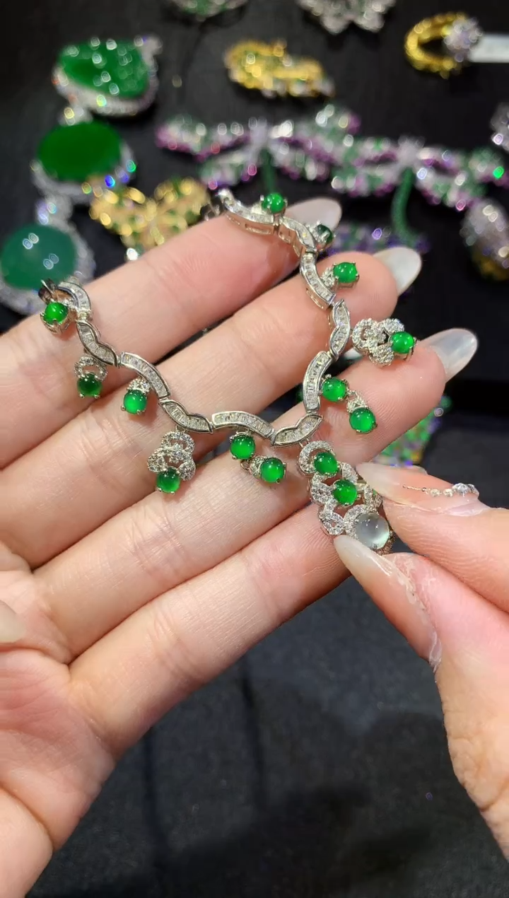 【闪购商品】翡翠项链银S925镶嵌213-套链