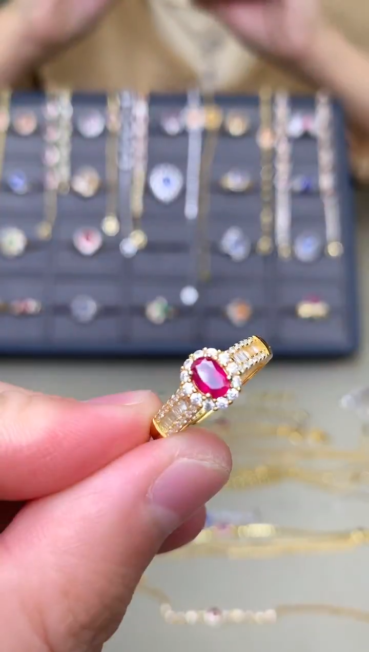 银S925镶嵌戒指红宝石戒指