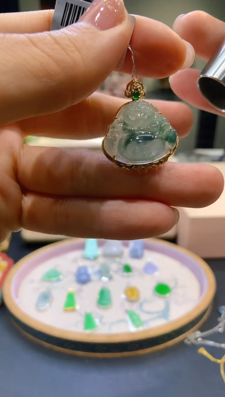 【闪购商品】翡翠18K金镶嵌吊坠(不含链)佛公