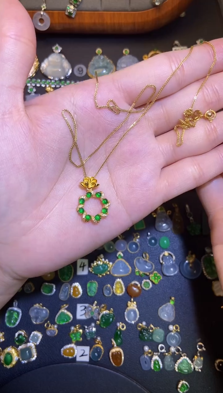 翡翠银S925镶嵌吊坠(不含链)梅**语天然A货翡翠