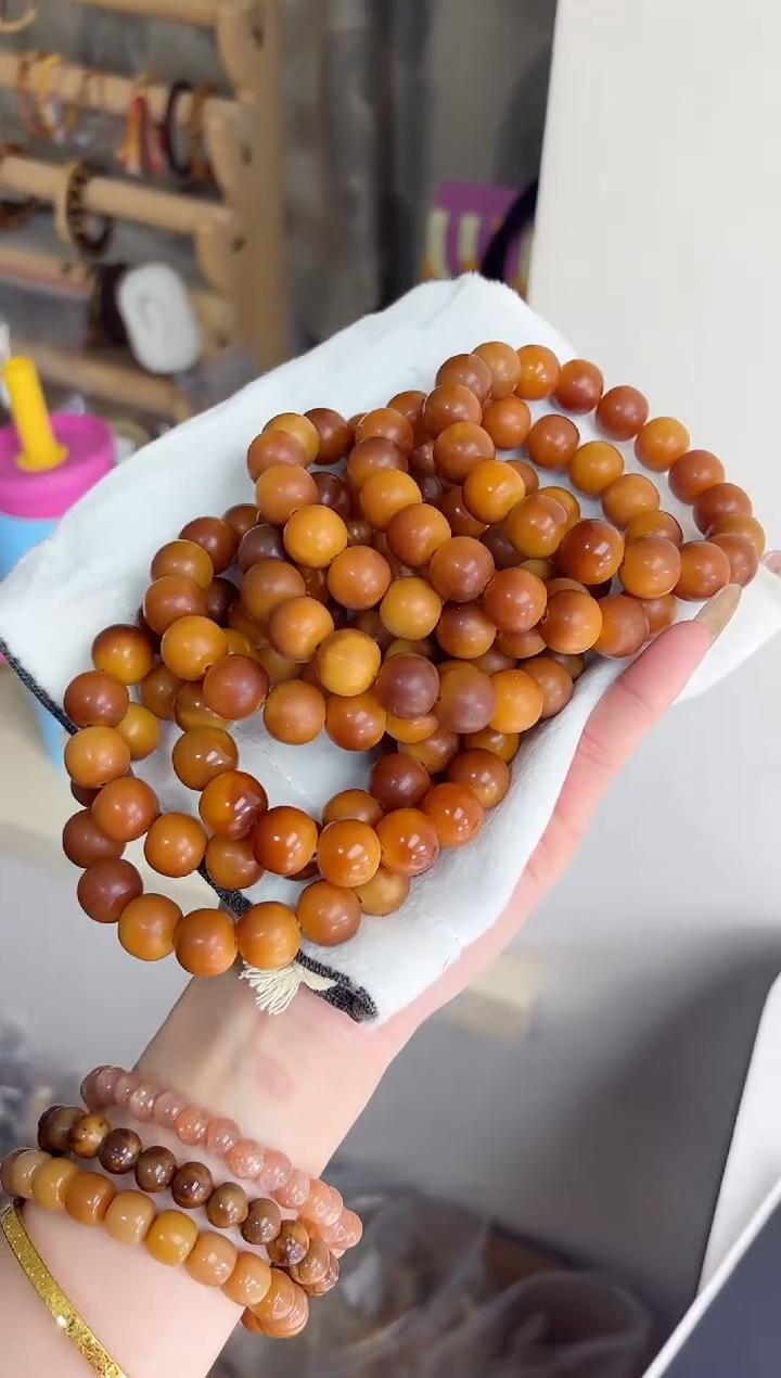 手串菩提根/象牙果沐k04爱马仕橙干磨苹果13*14mm手串随机