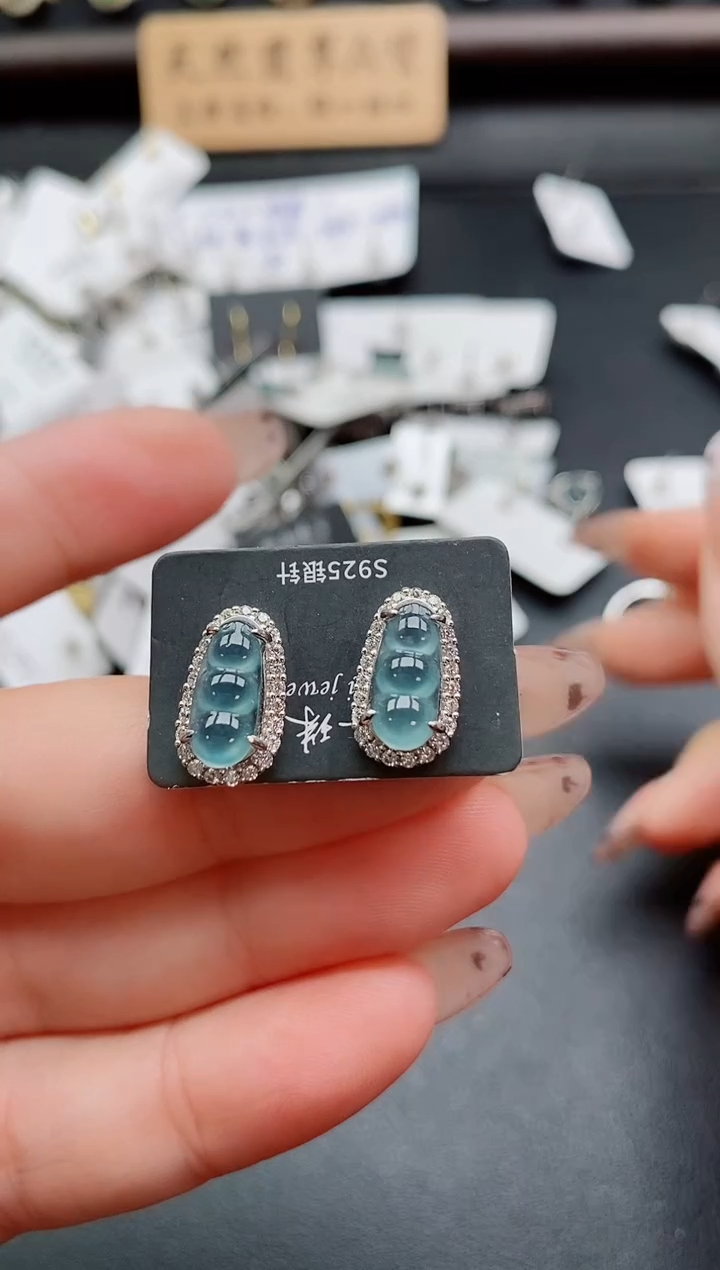 银S925镶嵌戒指翡翠1