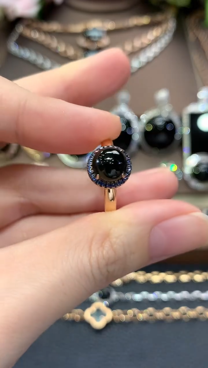 18K金镶嵌戒指翡翠夏日珠宝B8