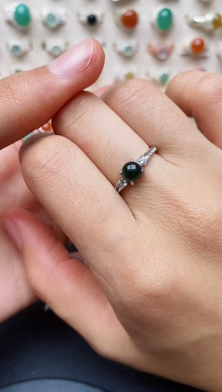 【闪购商品】翡翠戒指银S925镶嵌缅甸翡翠