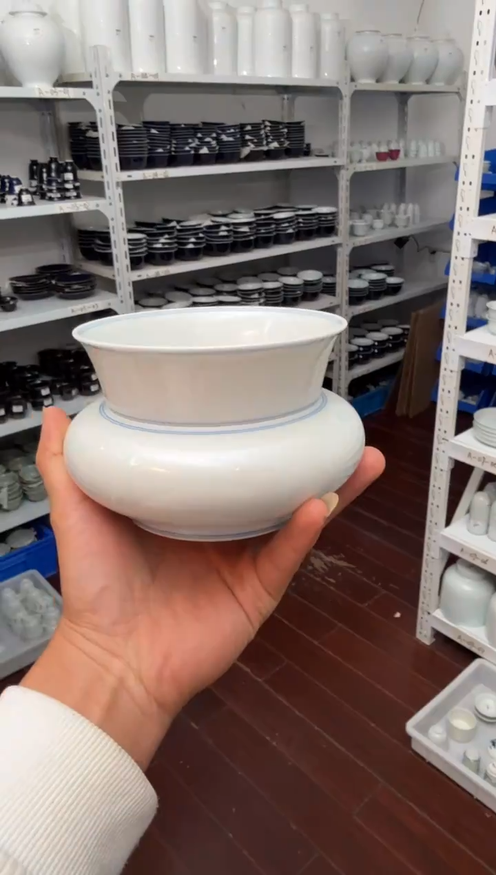 杯子陶瓷白胎双圈线双层水洗