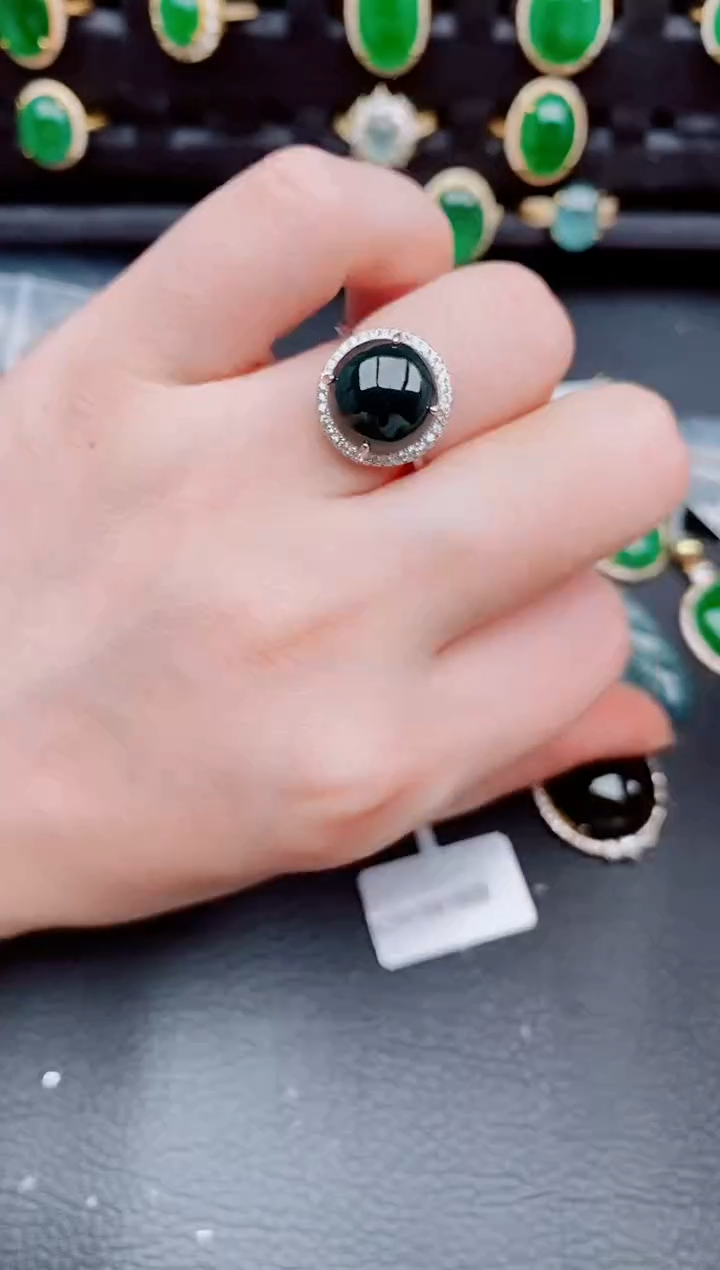 【闪购商品】翡翠戒指银S925镶嵌天然a货翡翠403