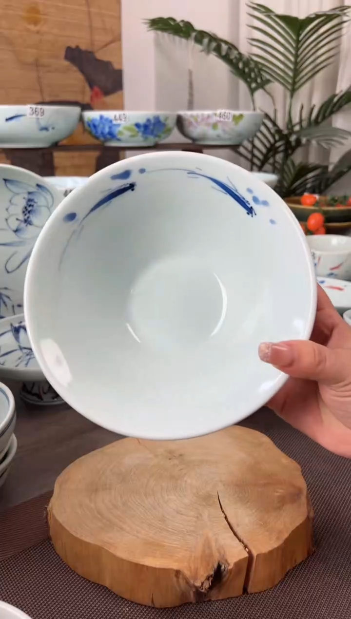 手绘中瑕福利手绘画鱼7寸斗笠碗（单只装）