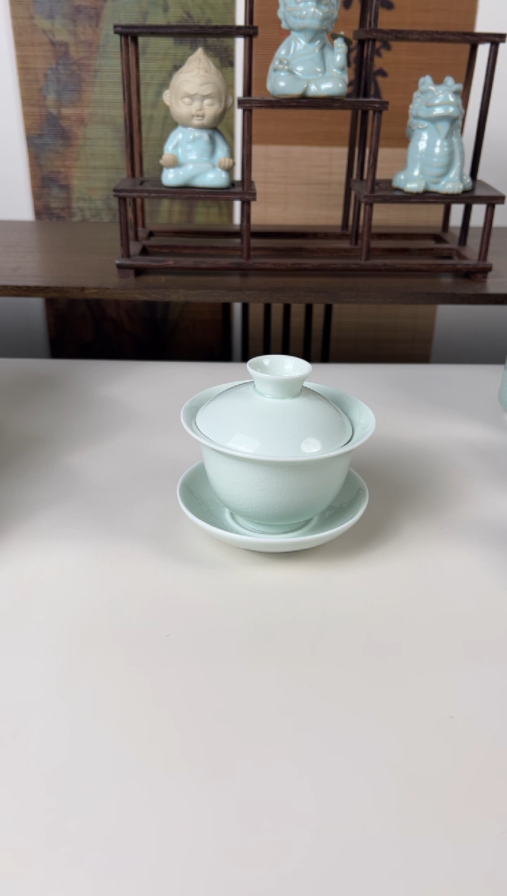 【闪购商品】杯珑匠玉青玉兰盖碗