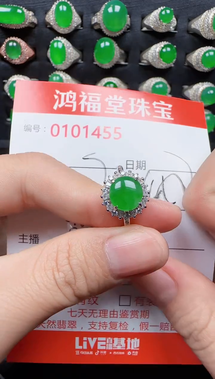 【闪购商品】翡翠戒指银S925镶嵌1455