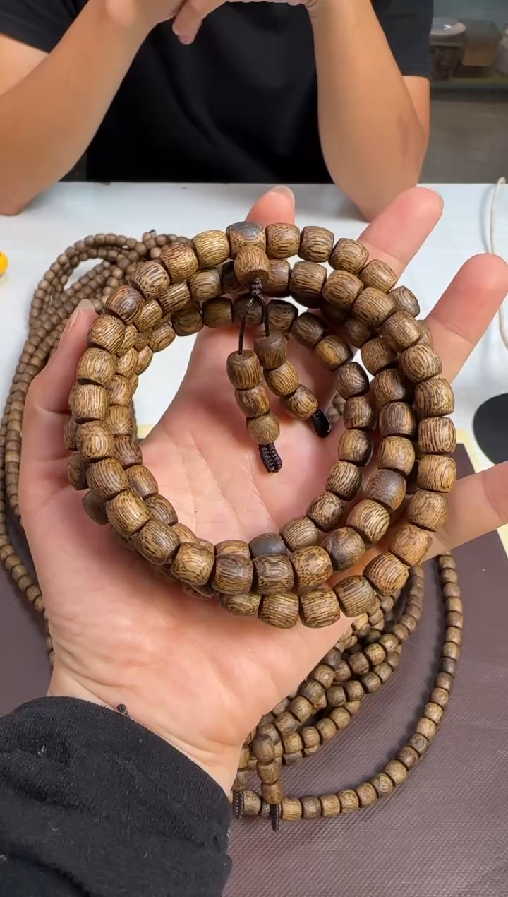 手串沉香99沉海南霸王岭奇楠沉香留疤直纹鼓珠多圈8mm多样性发1