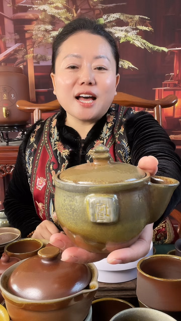 杯山东儒陶柴烧保平盖碗