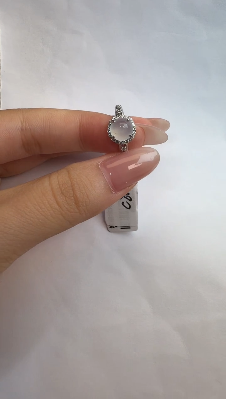 银S925镶嵌戒指翡翠通体925银镶缅甸A货翡翠戒指