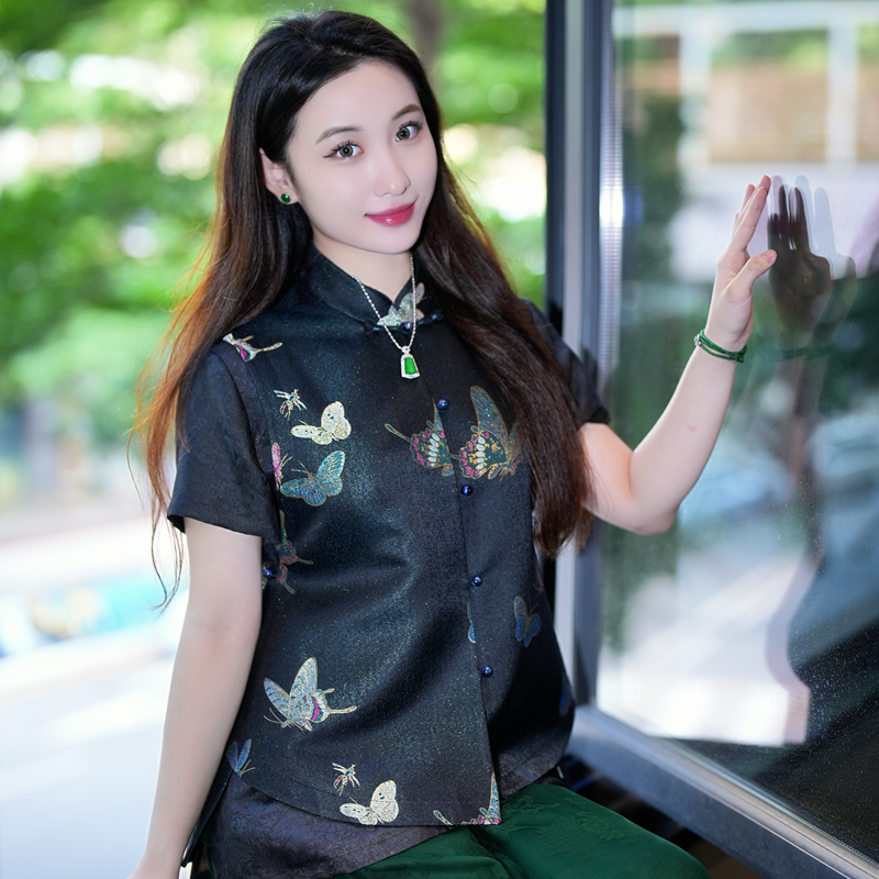 蓝大【弦寂】桑蚕丝新中式立领马甲5124