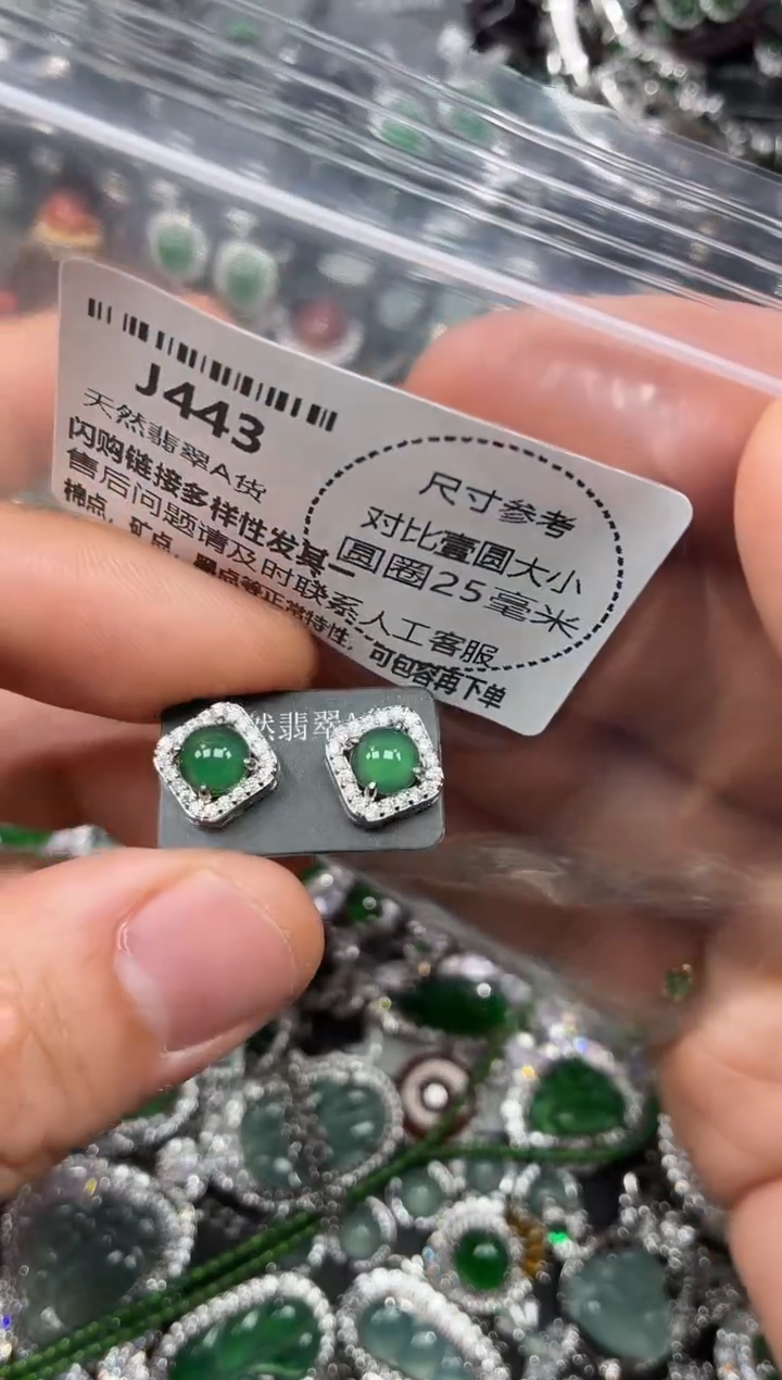颈饰未镶嵌翡翠J443耳钉