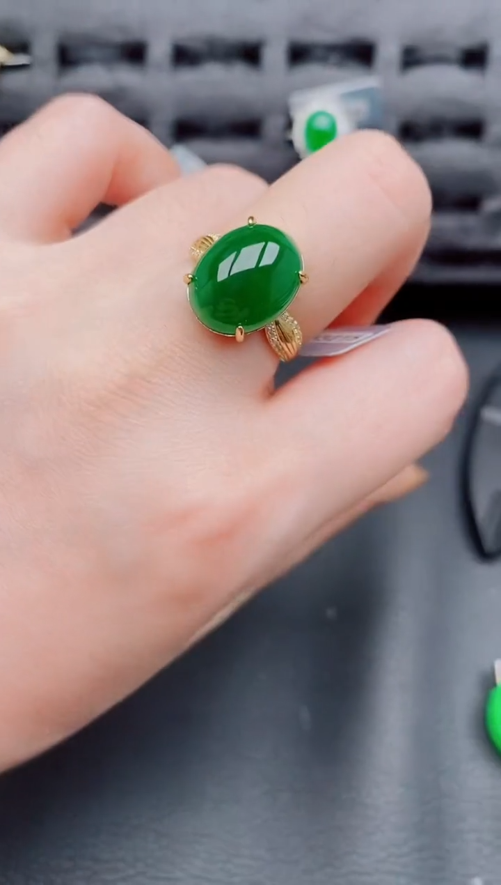 【闪购商品】翡翠戒指银S925镶嵌天然a货翡翠669