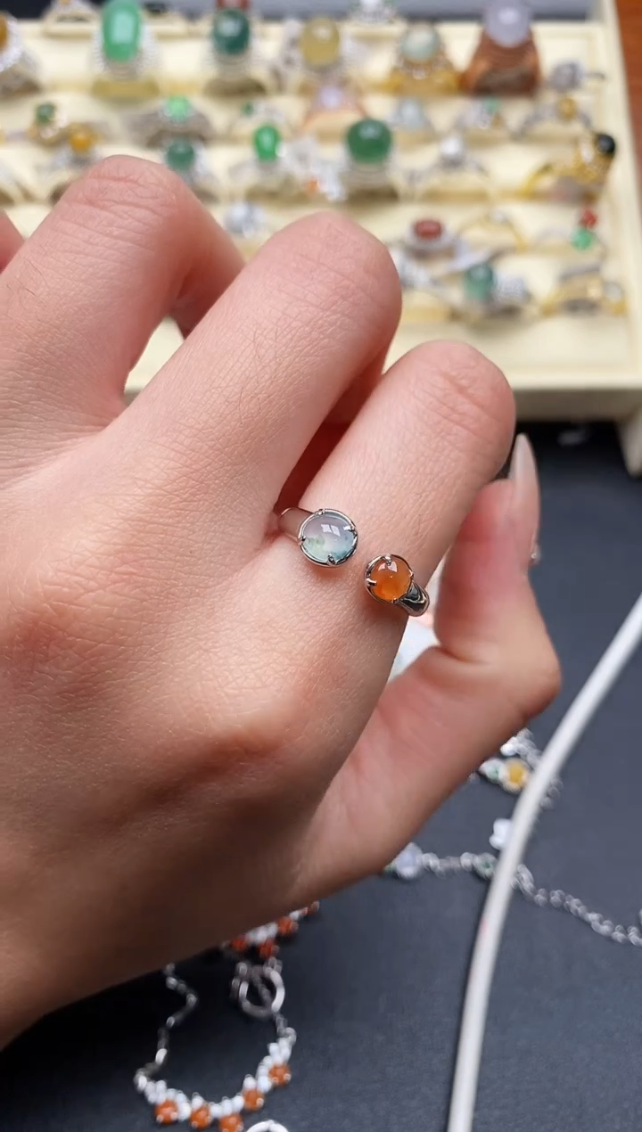 【闪购商品】翡翠戒指银S925镶嵌555555+2