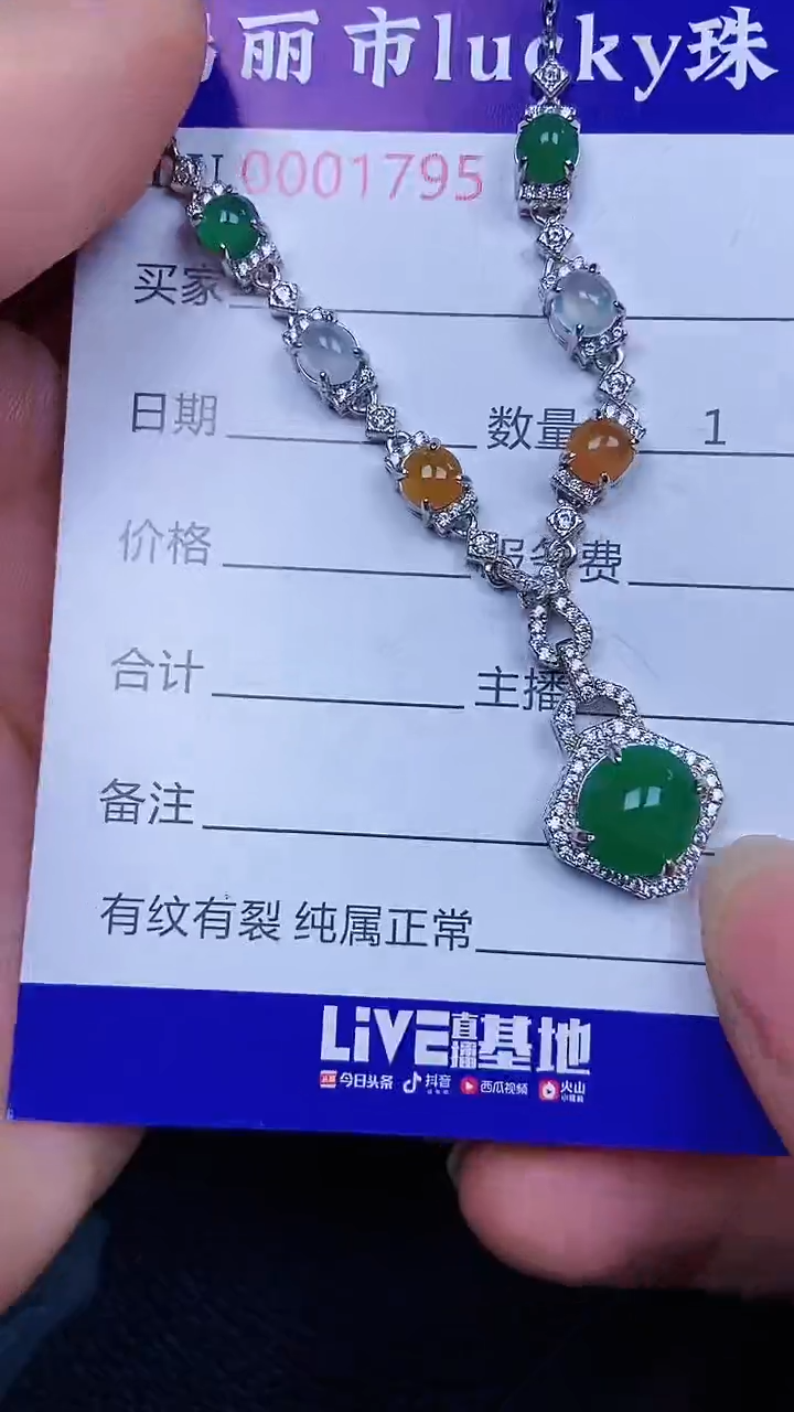 颈饰银S925镶嵌翡翠1795
