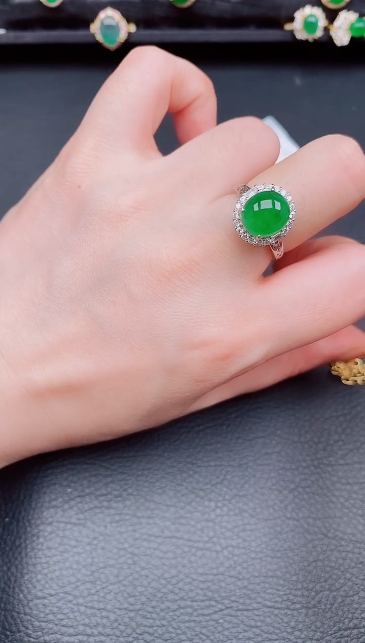 【闪购商品】翡翠戒指银S925镶嵌天然a货翡翠209
