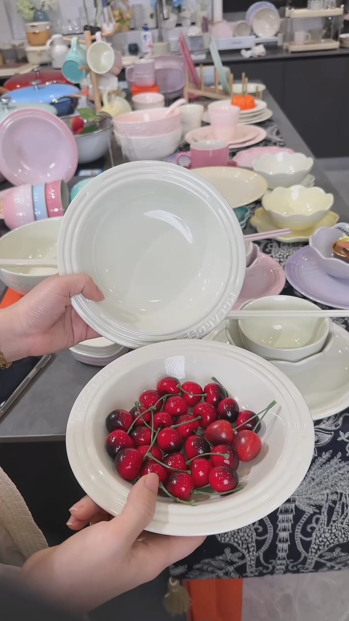 【闪购商品】瓷【2个装】奶油白草帽盘-20cm