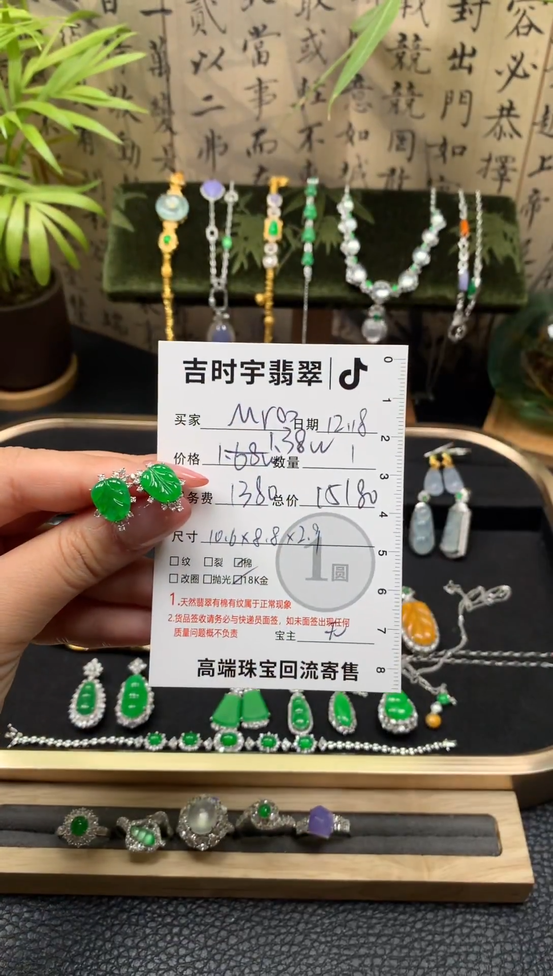 颈饰18K金镶嵌翡翠M*Z翡翠耳饰