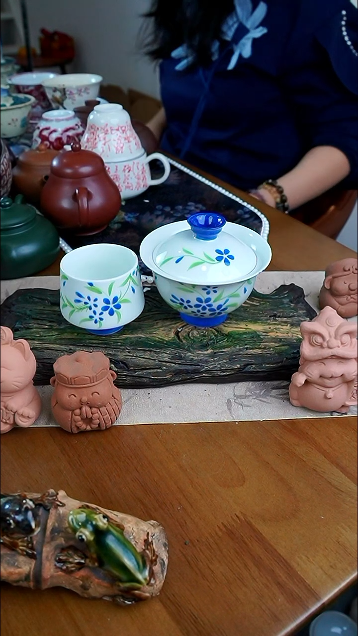 茶瓷物语小白花盖碗