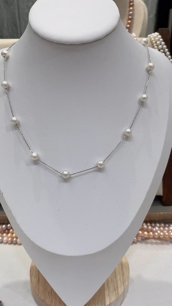 【闪购商品】淡水珍珠银S925镶嵌颈饰5-6mm满天星设计款一件