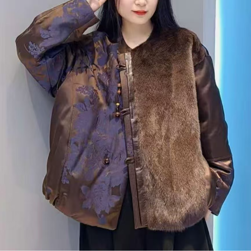 【暗金沉花】新中式高级感秋冬款保暖国风外套2025C8017—大怡玫瑰仓