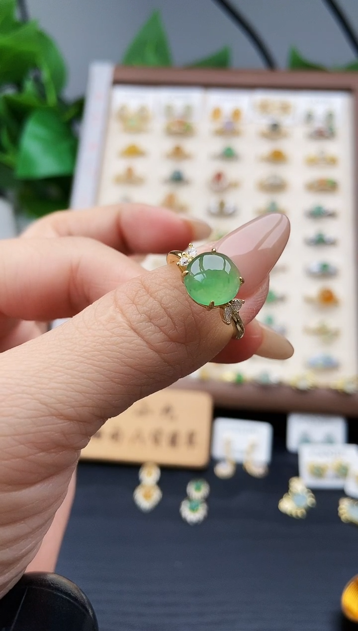 银S925镶嵌戒指翡翠12