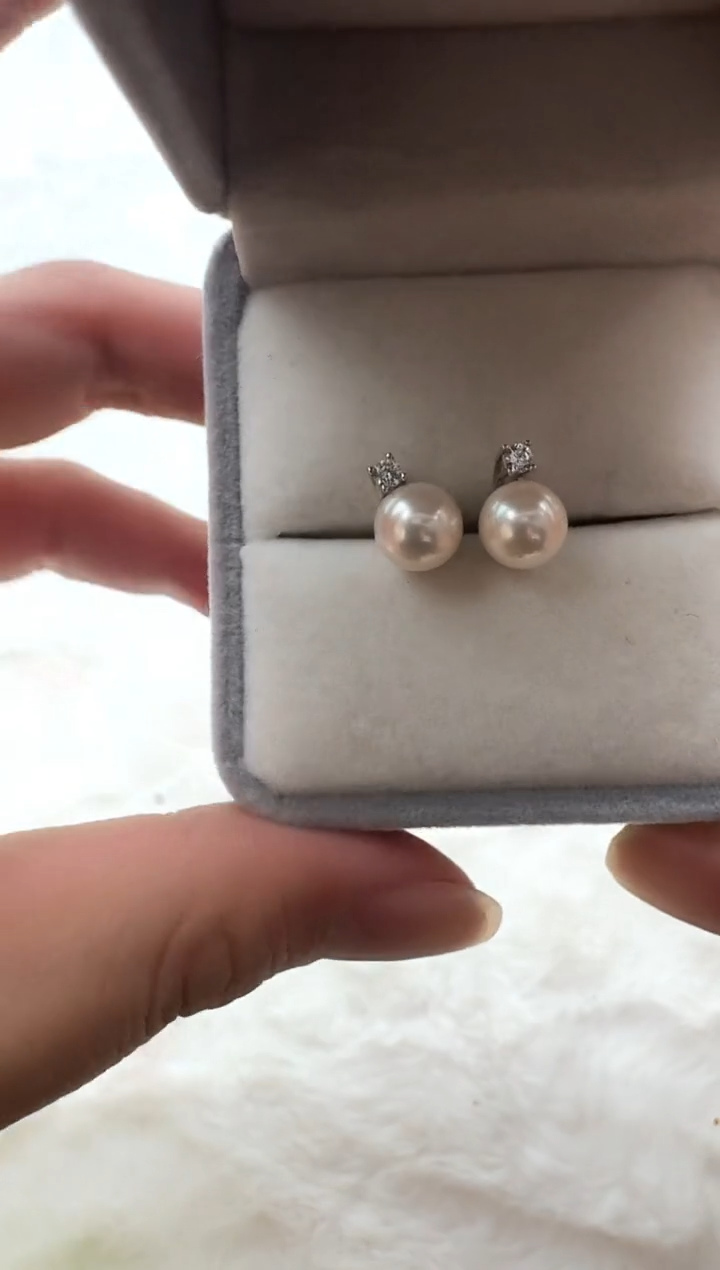【闪购商品】海水珍珠AQ银S925镶嵌海水珍珠耳钉@@YE171