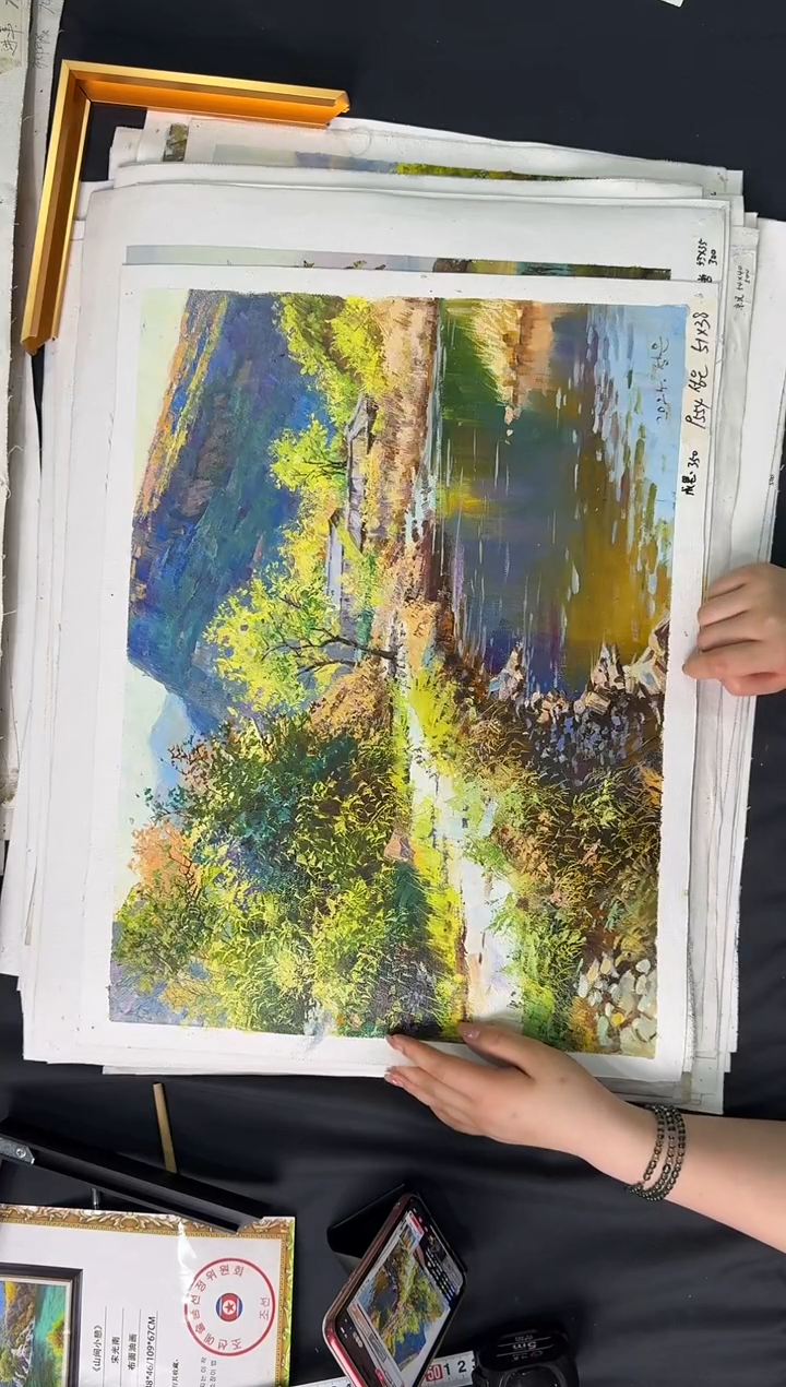 油画【原创·保真·带证书】朝鲜画家纯手绘油画--顺丰包邮--