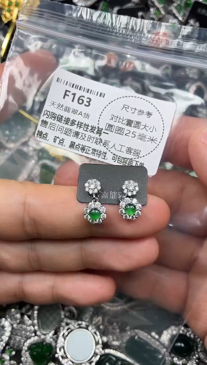 颈饰未镶嵌翡翠F163耳钉