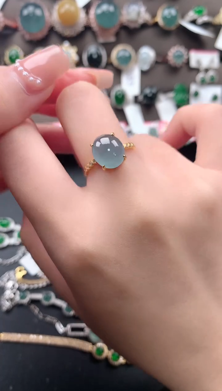 【闪购商品】翡翠戒指银S925镶嵌1241