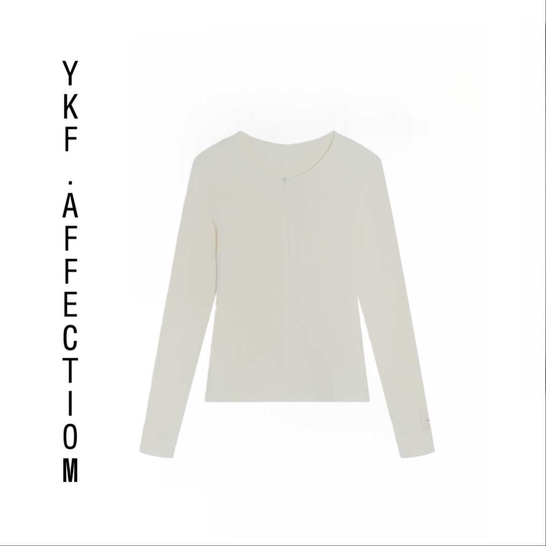 (S腰窝)半拉链加绒加厚弹力保暖长袖T恤圆领10394