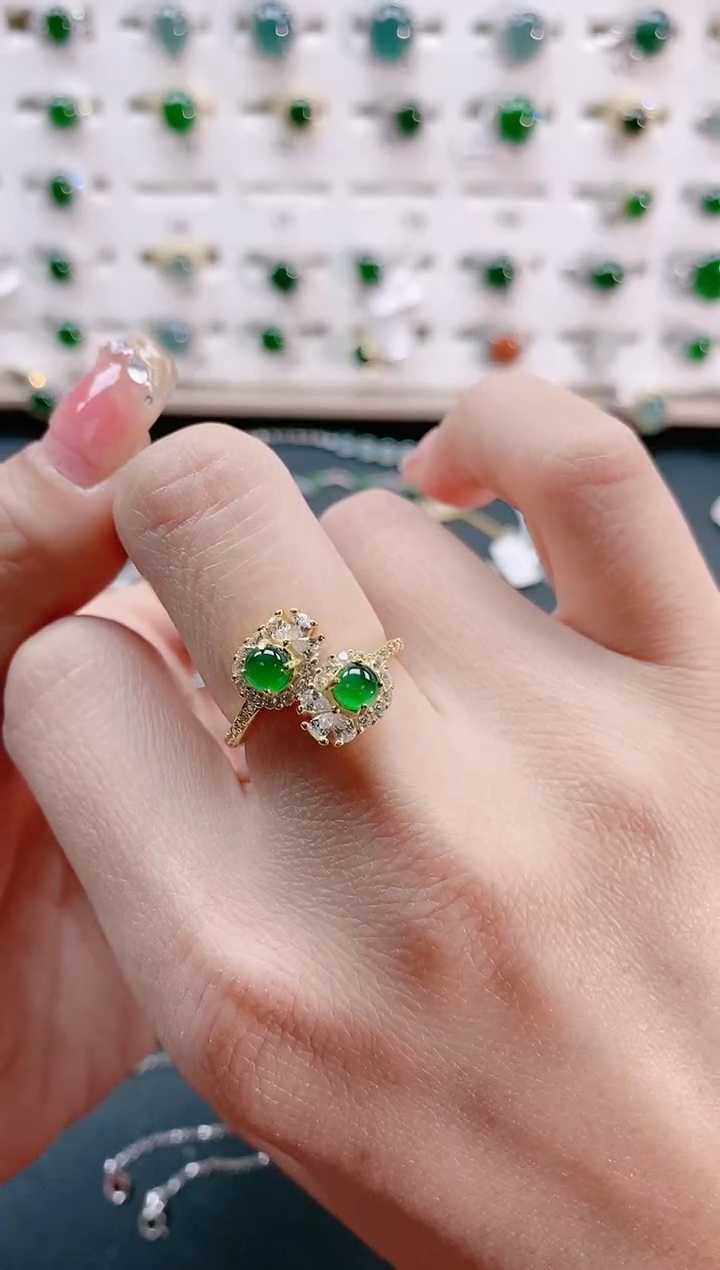 【闪购商品】翡翠戒指银S925镶嵌天然翡翠