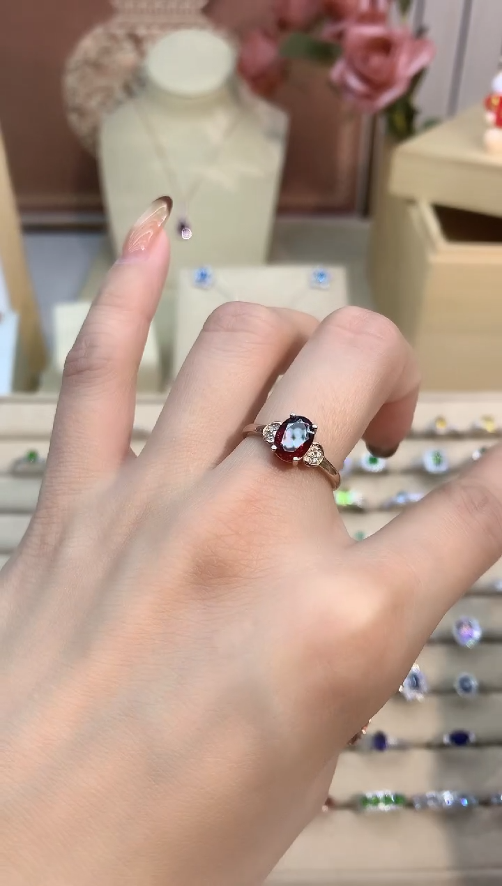 银S925镶嵌戒指石榴石石榴石