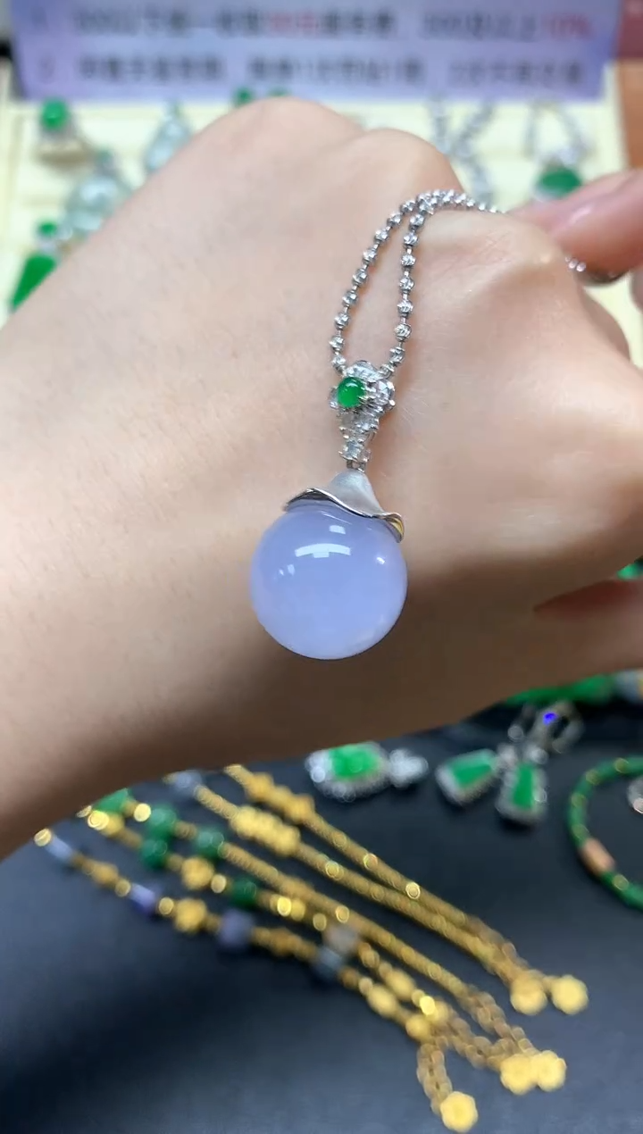 【闪购商品】翡翠吊坠(不含链)18K金镶嵌吊坠|6900+690