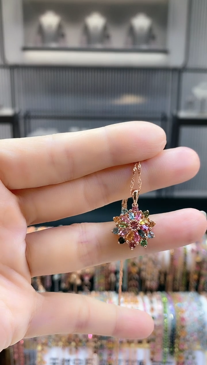 银S925镶嵌吊坠碧玺6666666666