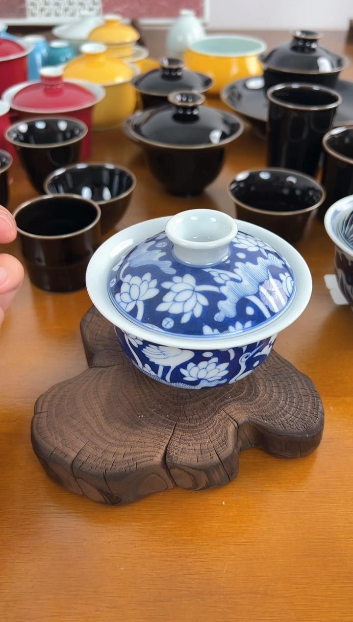 【闪购商品】照夜白青花一路连科盖碗