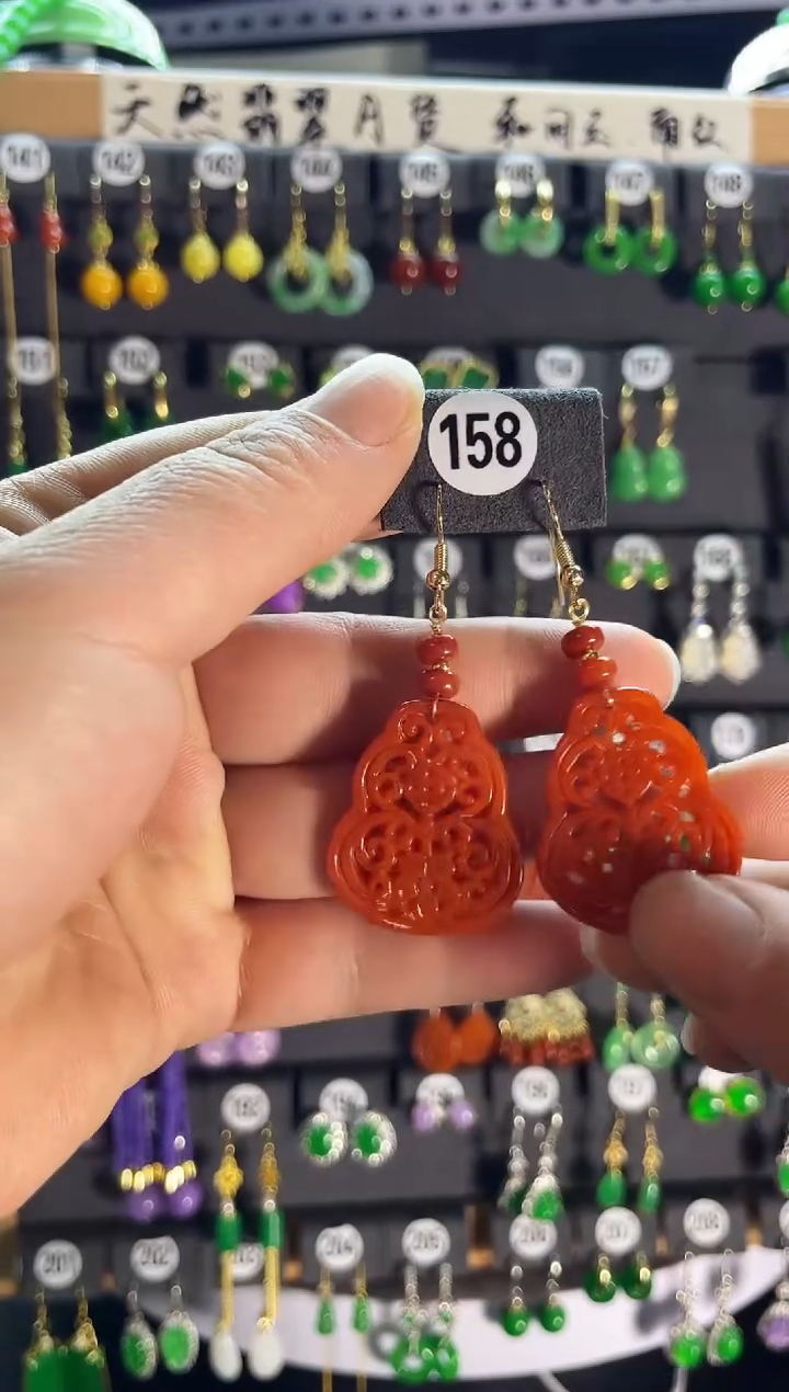 【闪购商品】翡翠耳饰银S925镶嵌老158