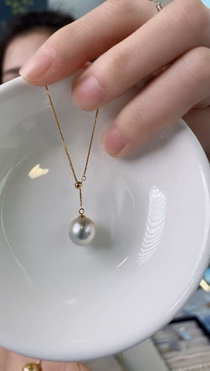【闪购商品】海水珍珠项链18K金镶嵌10-11澳白珍珠项链