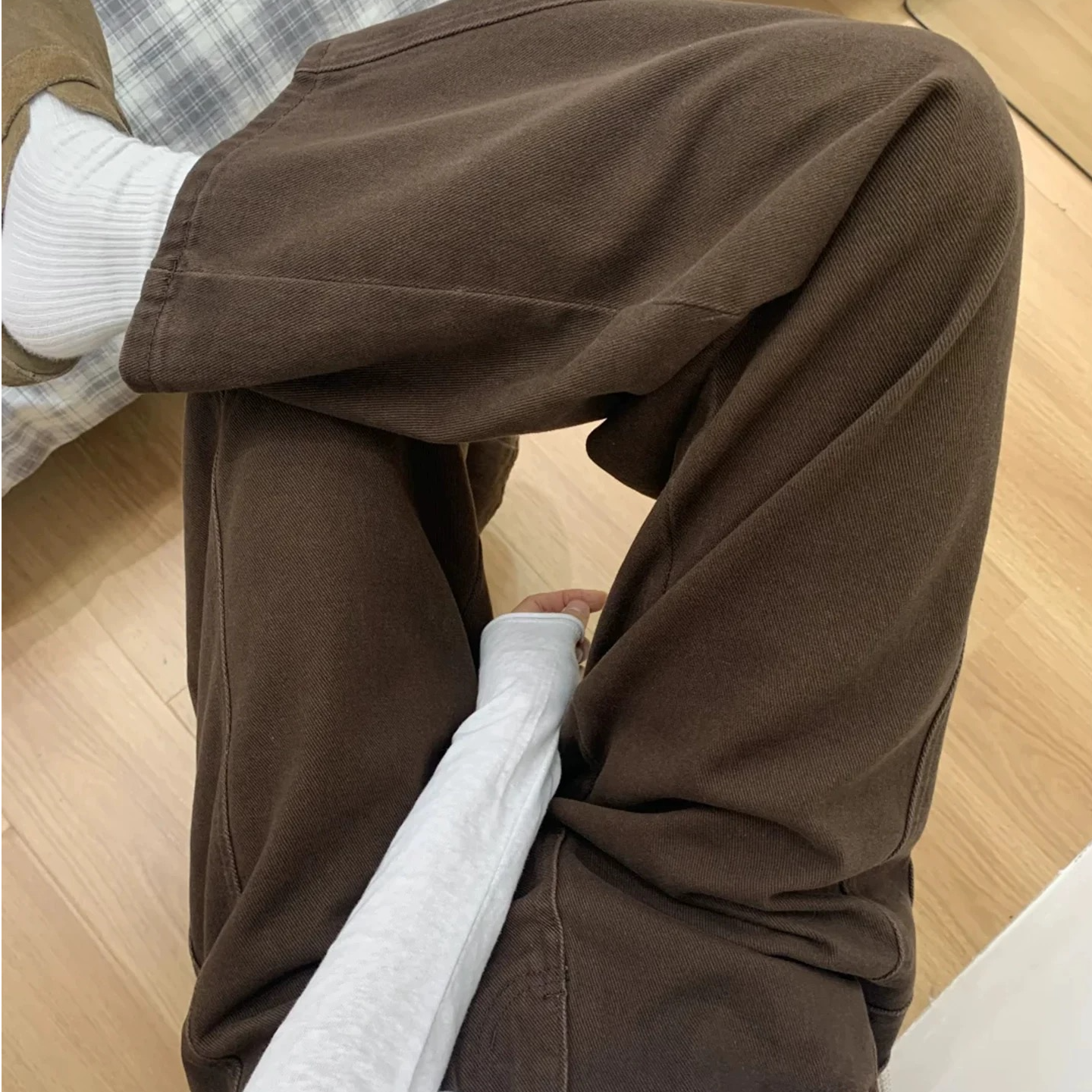JH牛仔镰刀裤98棉秋冬款女士高腰显高显瘦薄绒加厚弯刀休闲裤8257