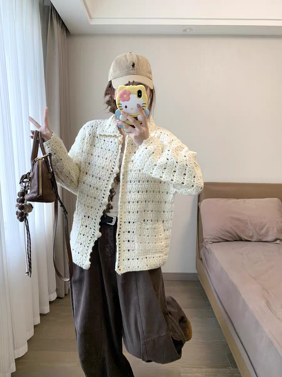 K3022 花漾 镂空韩系巨好看手工编织毛衣